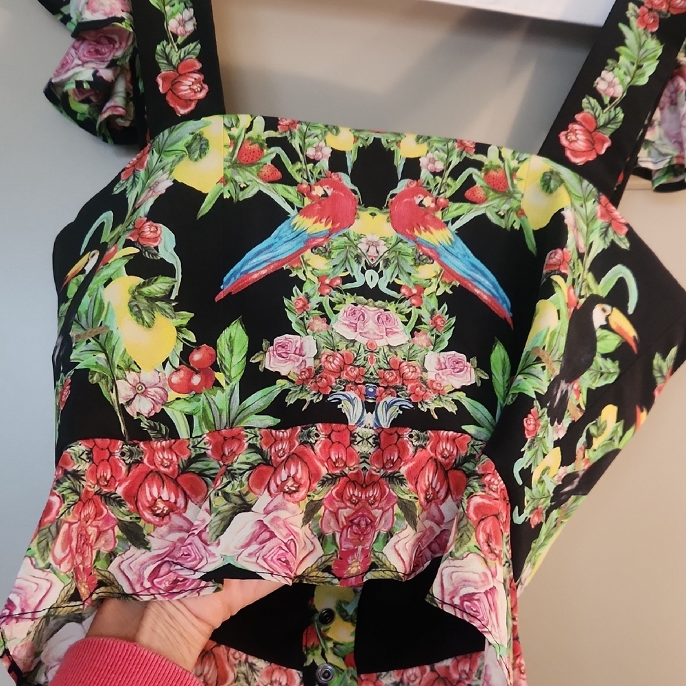 Camilla Black Floral Parrot Bustier Top - Picture 6 of 12